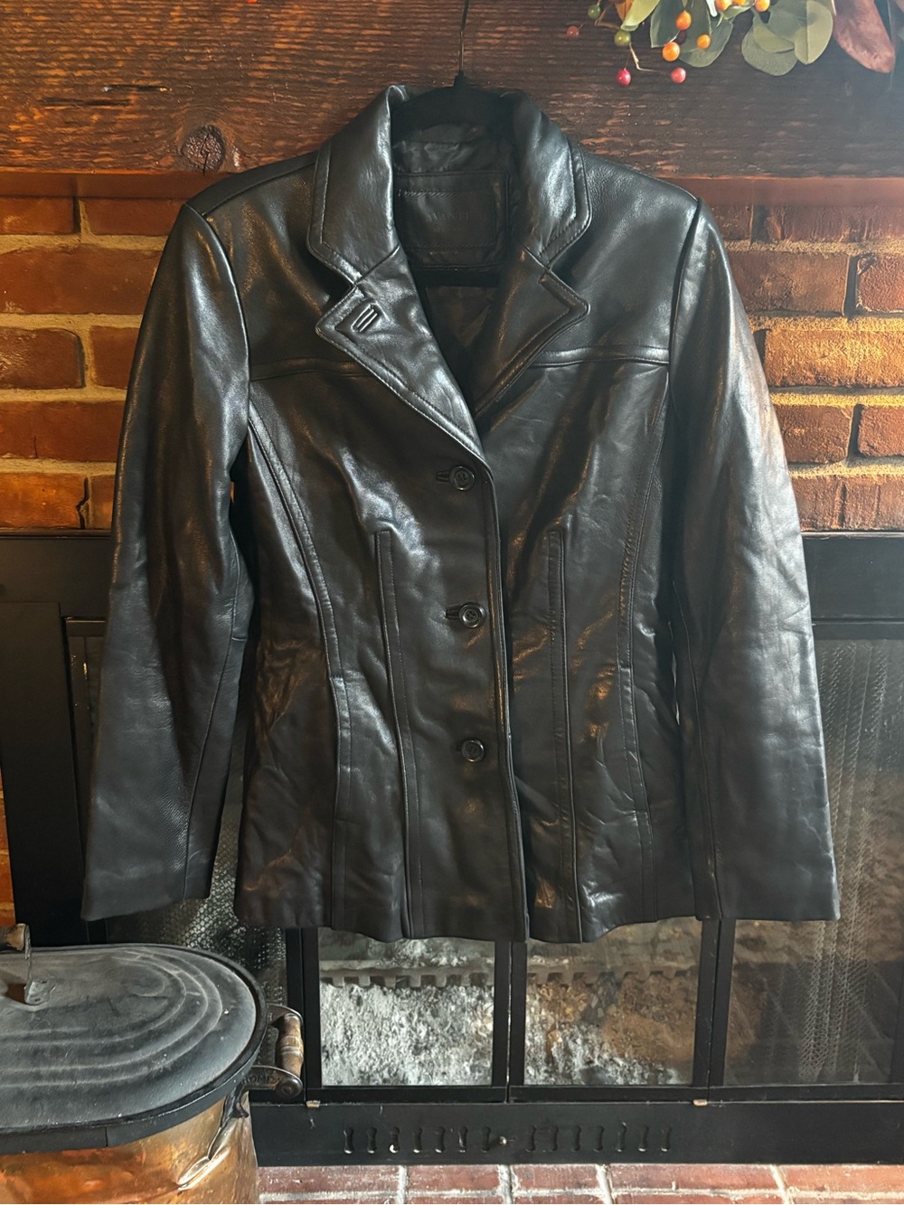 Vintage Avanti New York Genuine Leather Jacket Blazer Coat Black Small